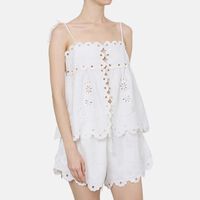 Linen Flowers Richelieu Sleeveless Blouse
