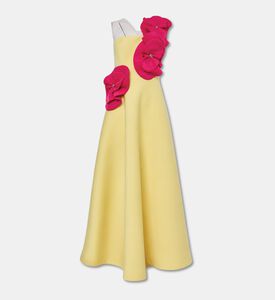 Savanna Trio Flower Appliqu&eacute; One-shoulder Maxi Dress, Yellow, L, Packshot View