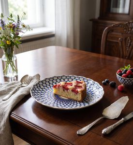 Imperial Cobalt Net Tulip Cake Dish, Model View