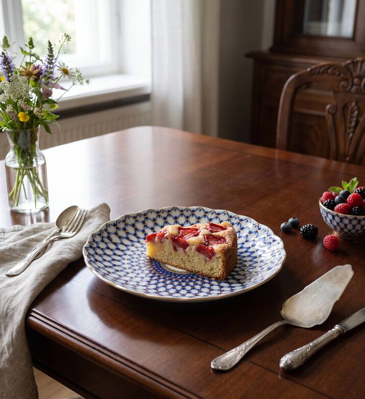 Imperial Cobalt Net Tulip Cake Dish, Model View