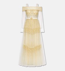 Suzy Matar Tulle Embellished Off-shoulder Gown, Packshot View
