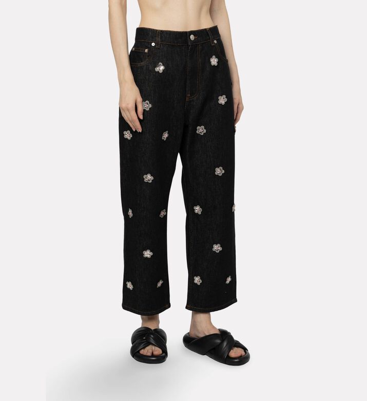 Marni Flower-embellished Denim Pants, Model View