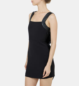 Leather Straps Fitted Mini Dress Leather Straps Fitted Mini Dress