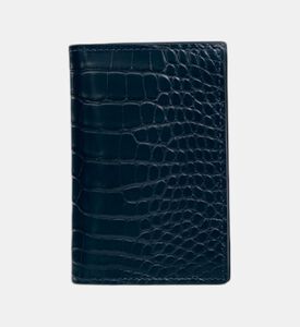 Camille Fournet Alligator Calfskin Matte Card Holder, Blue, Packshot View