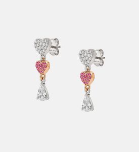 Lucentissima Silver Heart Drop Pave Stud Earrings Lucentissima Silver Heart Drop Pave Stud Earrings