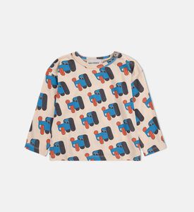 Bobo Choses Colorful All-over Dogs Pattern Shoulder Snaps T-shirt, Packshot View