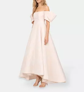 L Atelier Du Luxe Silk Jacquard Strapless Gown, Model View