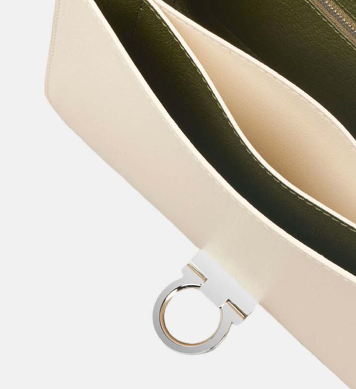 Camille Fournet Signature Calf Leather Pleated Shoulder Bag, Cream, Packshot View Camille Fournet Signature Calf Leather Pleated Shoulder Bag, Cream, Packshot View