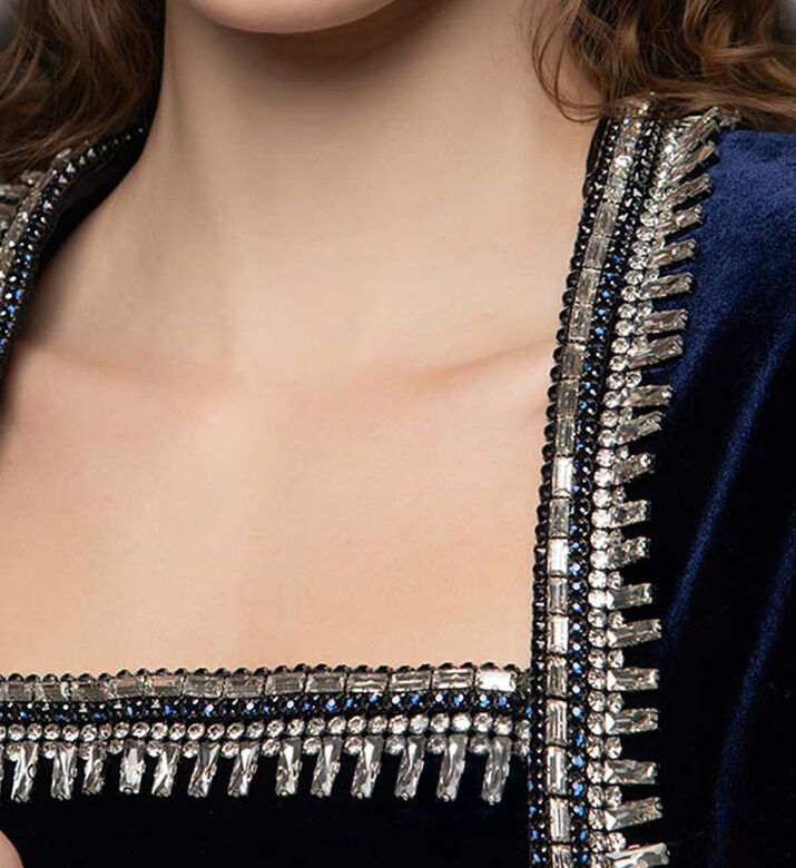 Crystal Embroidered Flared Dress