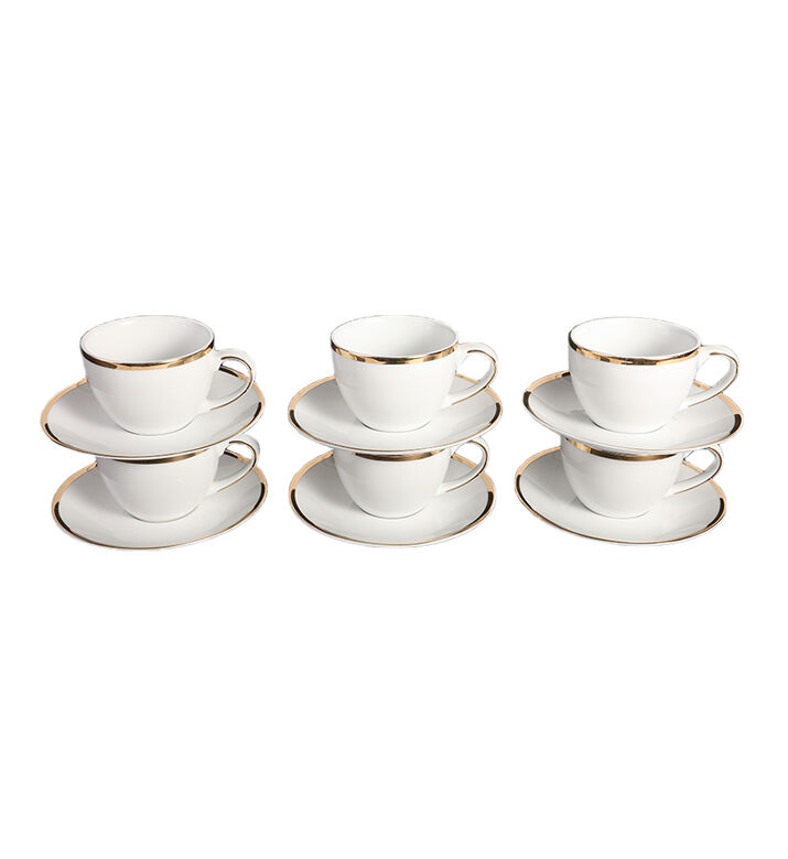 Gold-rimmed Tea Cups 6-piece Set