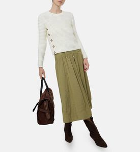 Ba and Sh Side Button-detail Long-sleeve Sweater, Grey, Xs, Model View