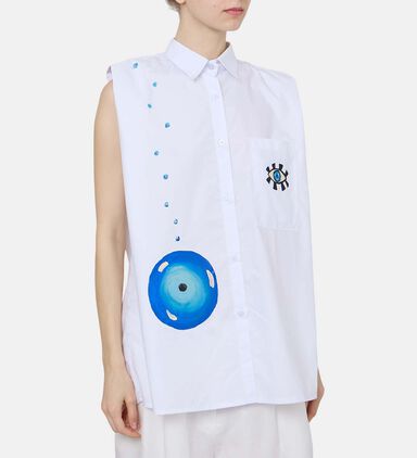 Painted Eye-design Padded Shirt