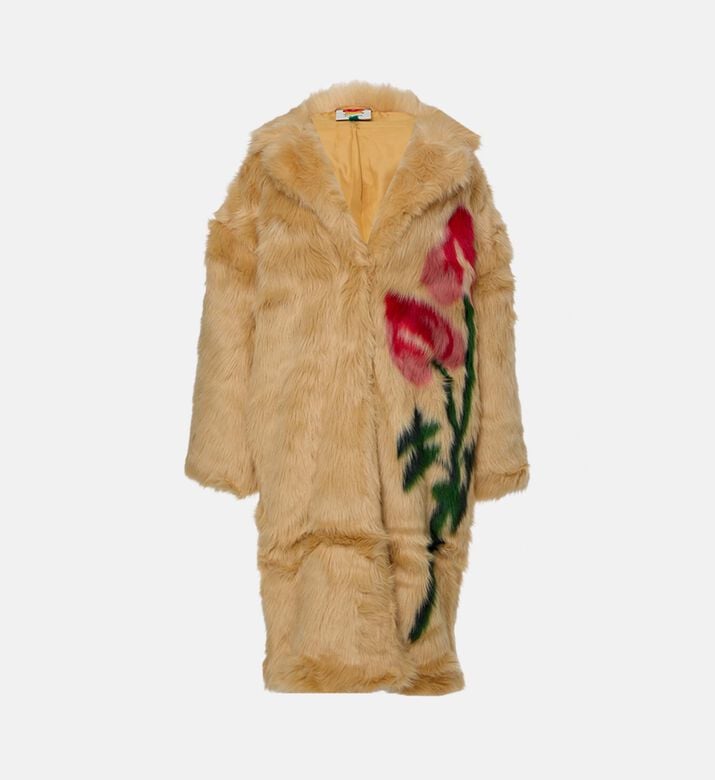 Farm Rio Faux Fur Floral-print Regular-fit Coat, Packshot View