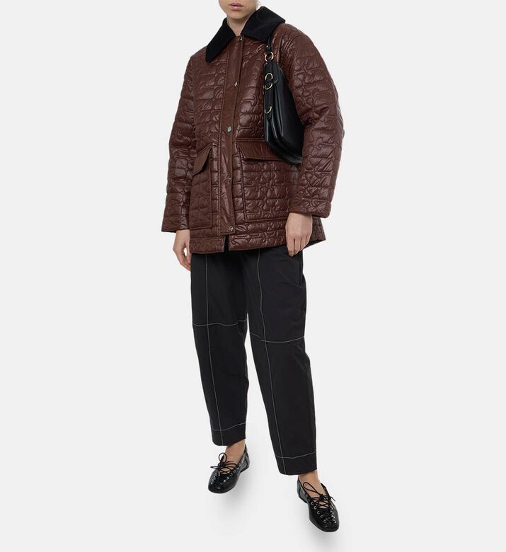 Ganni Elasticated Waistband Curve Pants, Model View Ganni Elasticated Waistband Curve Pants, Model View