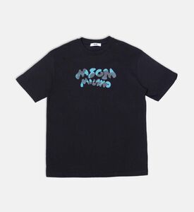 تيشيرت قطن بياقة دائرية وطبعة شعار