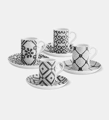 Calcada Portuguesa 4-piece Saucer Coffee Cup Set