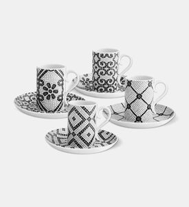 Calcada Portuguesa 4-piece Saucer Coffee Cup Set Calcada Portuguesa 4-piece Saucer Coffee Cup Set