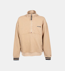 سويت شيرت قصة عادية نبلوغو أحرف العلامة بنصف سحّاب