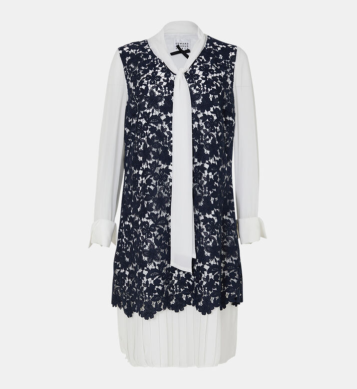 Embroidered Lace Shirt Mini Dress