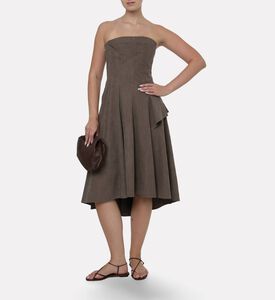 Dawei Strapless Asymmetric Midi Dress, Model View