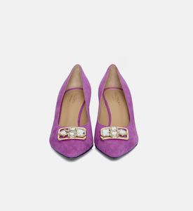 Suede Leather Pointed-toe Kitten Heel Pumps