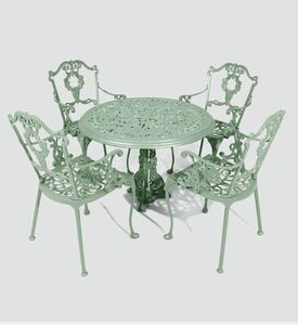 Home Deco and More Antoinette Dining Table With 4 Chairs Green 100 Cm, Packshot View