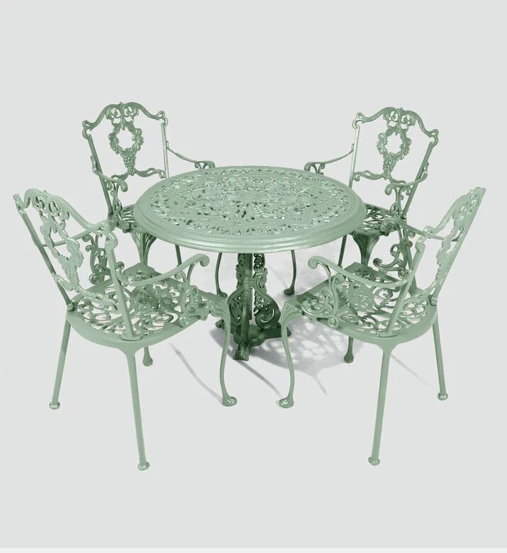 Home Deco and More Antoinette Dining Table With 4 Chairs Green 100 Cm, Packshot View