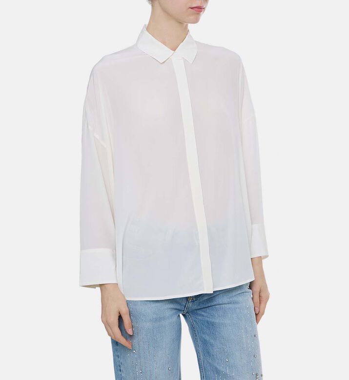 Wide Cuffs Concealed Placket Shirt