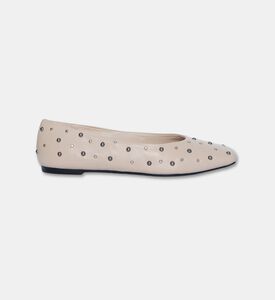 Arezzo Stud-embellished Ballet Flats, Beige, Eu-38, Packshot View
