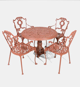 Home Deco and More Antoinette Dining Table With 4 Chairs Red 100 Cm, Packshot View