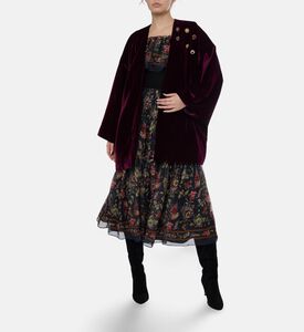 Blue For Burgundy Gold-tone Buttons Oversized Kimono Jacket, Burgundy, Model View