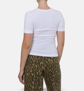 Ganni Logo-embroidery Straight Hem T-shirt, White, M, Model View