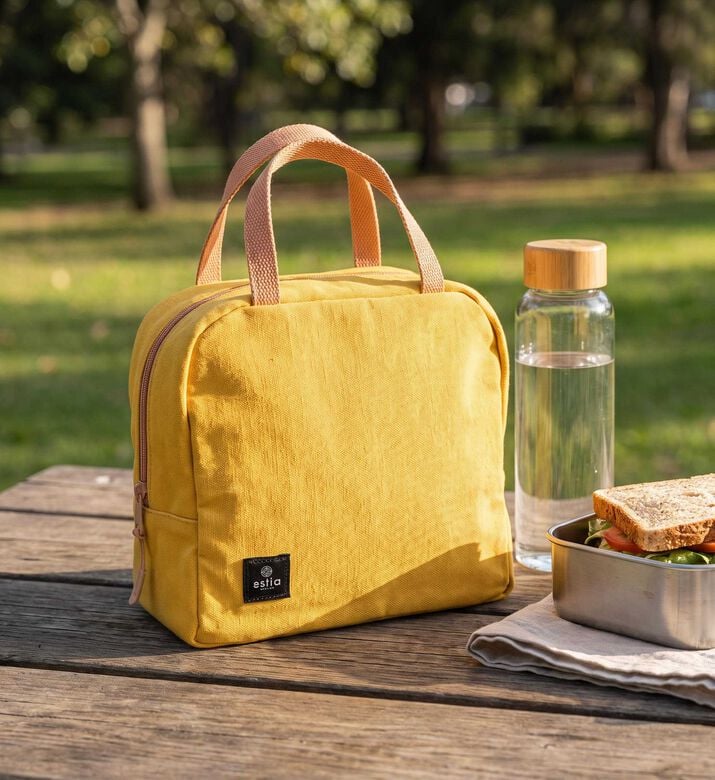 Estia Top Handle Insulated Lunch Bag, Yellow, Model View