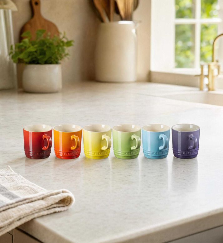Le Creuset Stoneware Rainbow Cappucino Mug Set, Model View