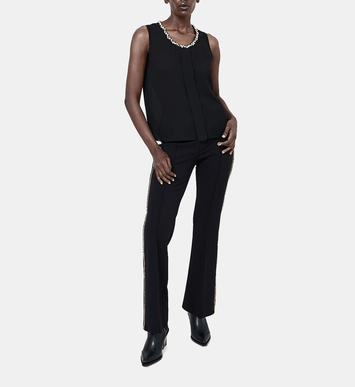 Pearl-trimmed Sleeveless Top