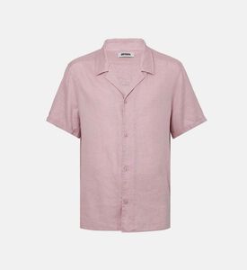 قميص قصير الأكمام كتان وقطن