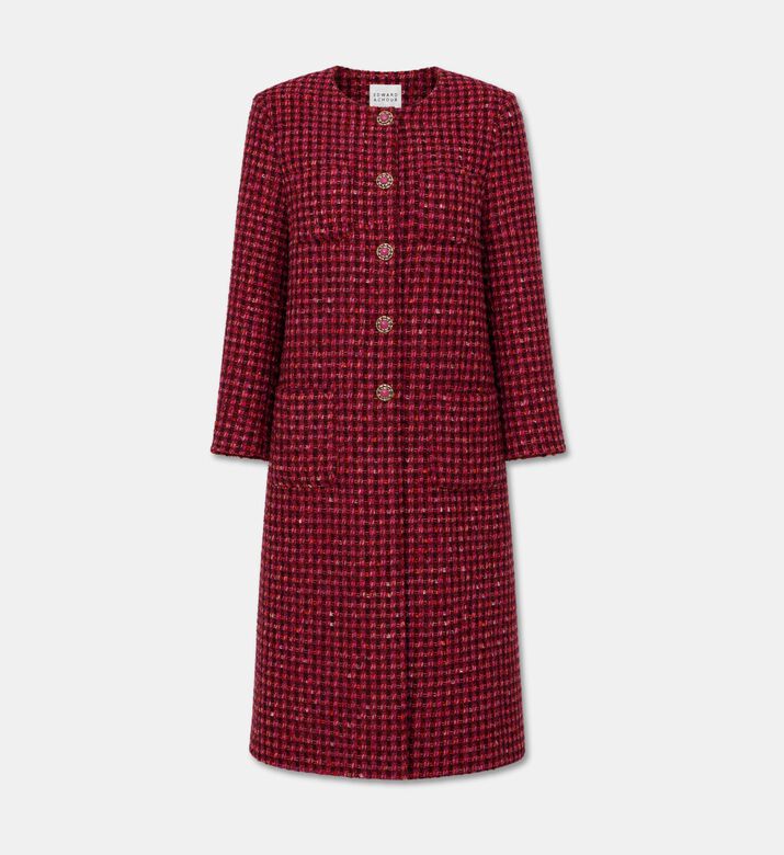 Edward Achour Paris Textured Long Buttoned Coat, Packshot View