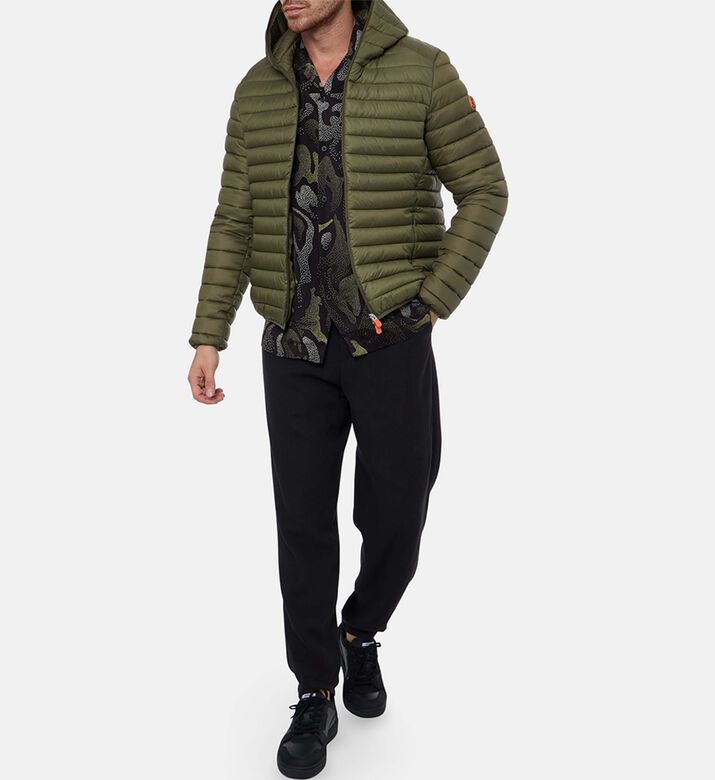 Save the Duck Side Logo Puffer Jacket, Olive, Xl, Model View