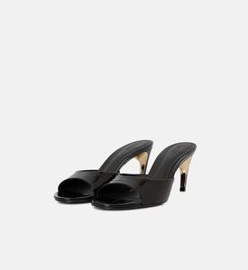 Croco Patent Leather Mid-heel Mules