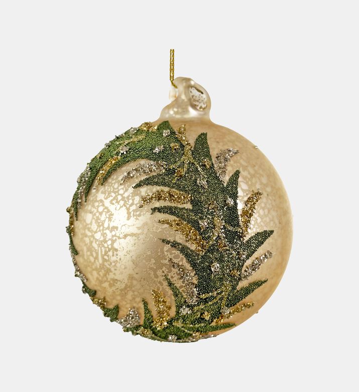 Shishi Glass Antique Matte Beaded Wreath Ball, Gold, 8-cm, Packshot View
