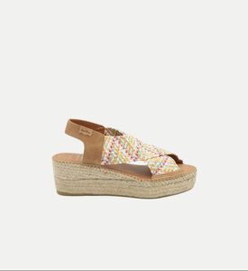 حذاء إسبادريل ماساي بكعب متوسط مخطط بمزيج قطن ورافيا