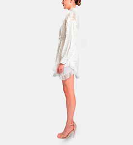 Michael Cinco Laser-cut Embroidery Midi Dress, White, Xl, Model View