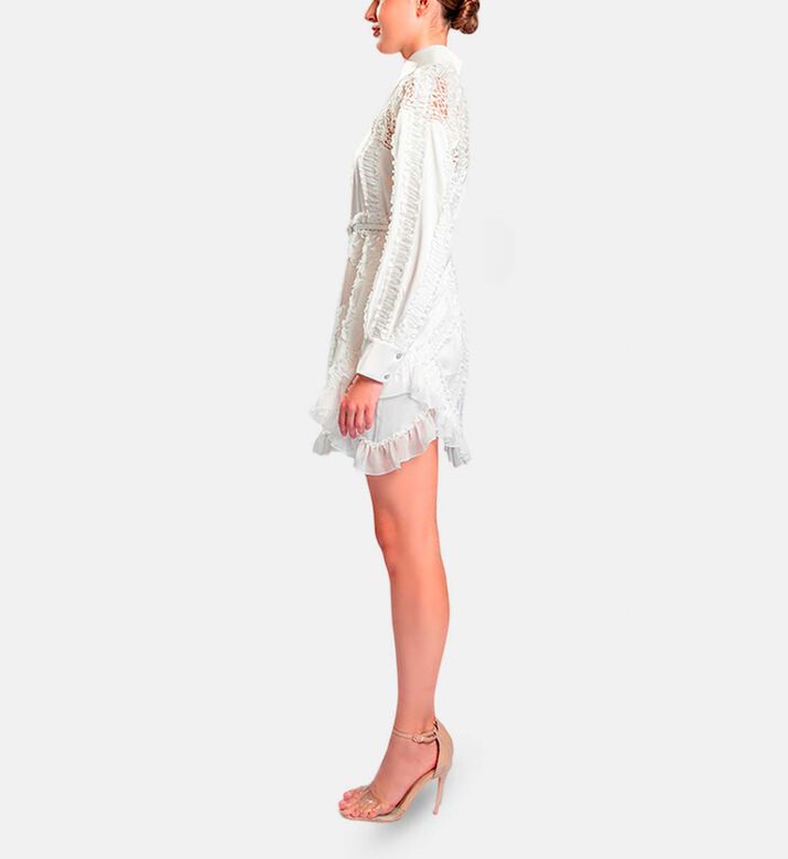 Michael Cinco Laser-cut Embroidery Midi Dress, White, Xl, Model View