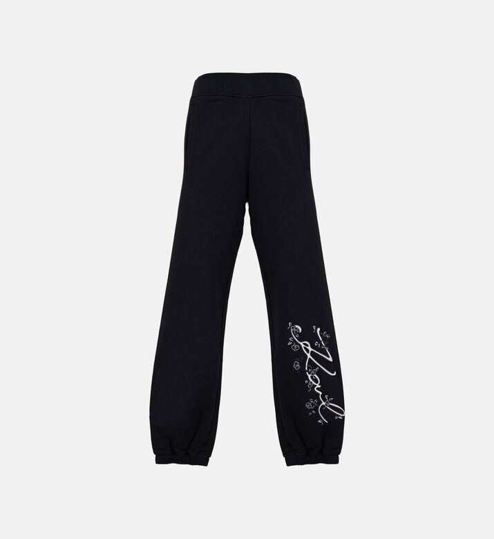 بنطال رياضي بقصّة عادية ومطرّز بزخارف نباتية بنطال رياضي بقصّة عادية ومطرّز بزخارف نباتية