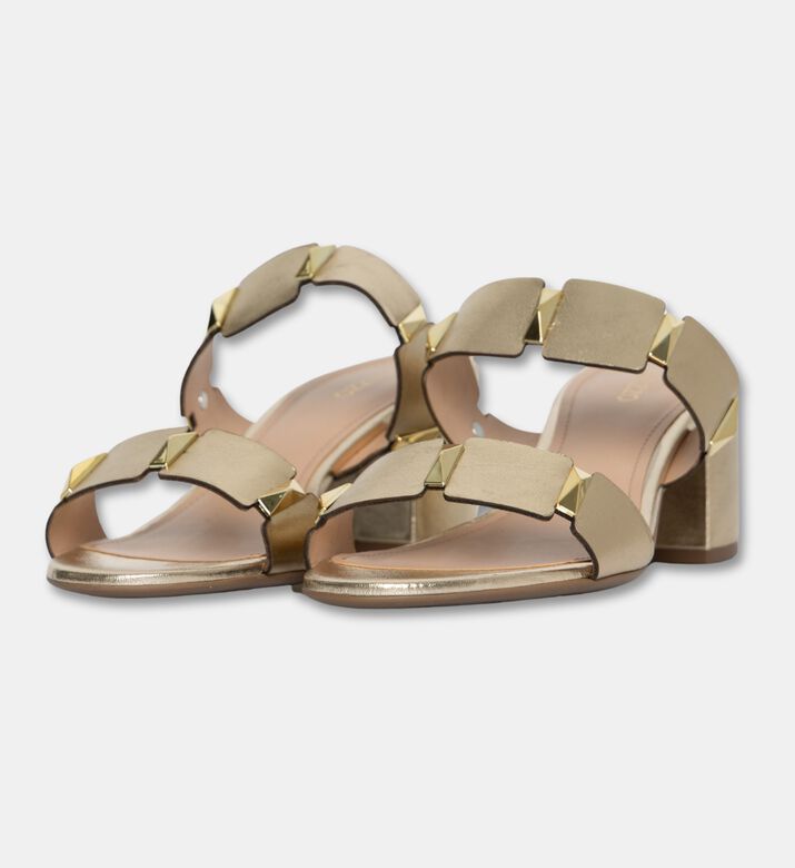 Arezzo Block-heel Leather Slide Sandals, Light-grey, Eu-39, Packshot View