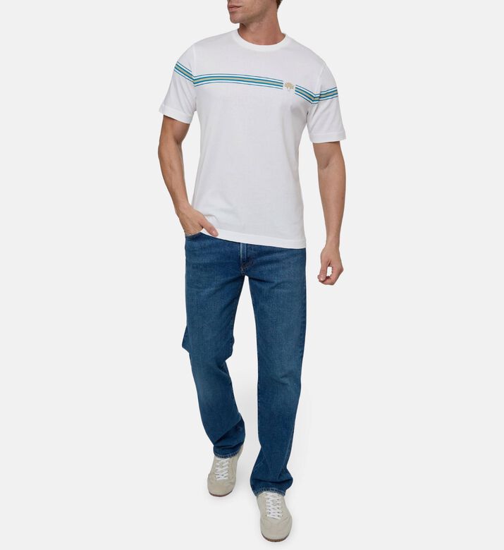 Pal Zileri Stripe Chest Print T-shirt, Model View