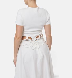 Cult Gaia Floral-embroidery Short-sleeve T-shirt, Off-white, M, Model View