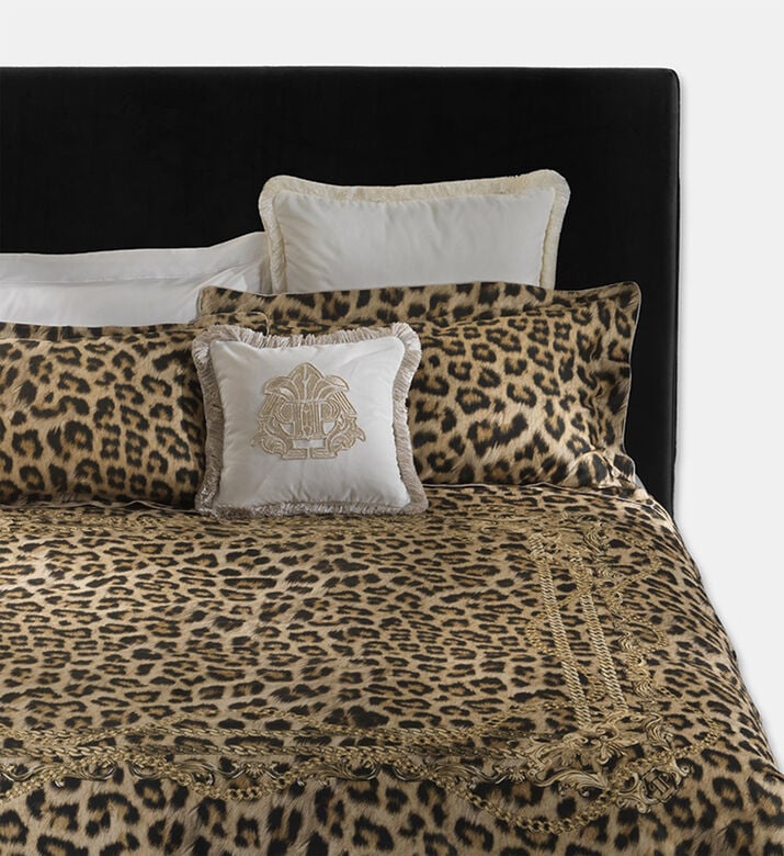 Philip Plein Leopard Pattern Bed Set, Dark-gold, 240x220-cm, Packshot View