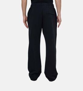 بنطال عريض الساقين بتفاصيل شعار