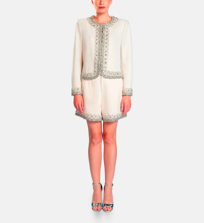 Michael Cinco Beads-embellished Regular-fit Set, Off-white, S, Model View